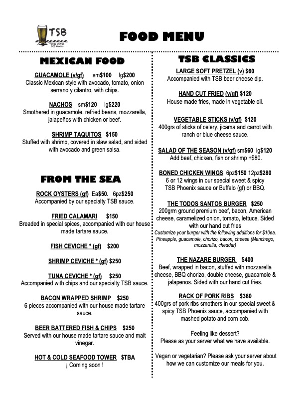Our Food Menu